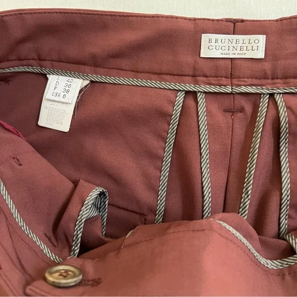 Brunello Cucinelli 6 Maroon Burgundy Red Wool Women’s Pants - Picture 3 of 9